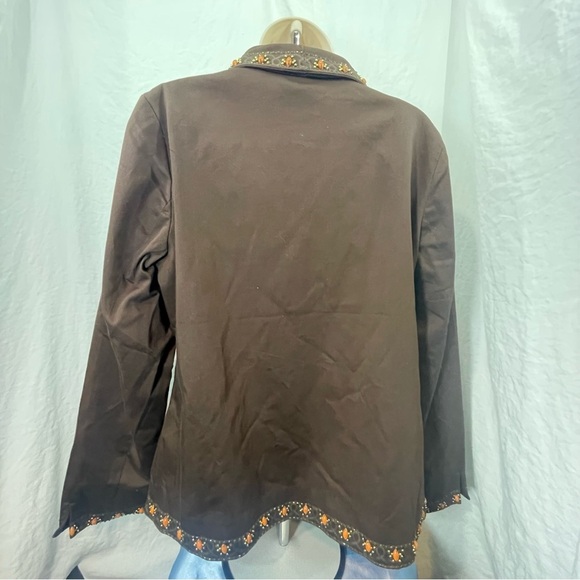 Victor Coastal Brown Jacket with Orange beaded accents Size M. Pre-owned. - Picture 4 of 13